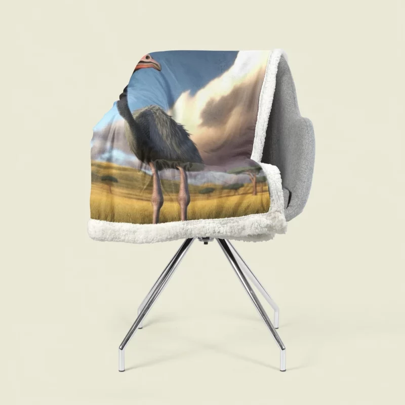 Ostrich in the Field Sherpa Fleece Blanket 1