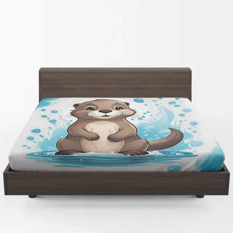 Otter T-Shirt Design Fitted Sheet 1