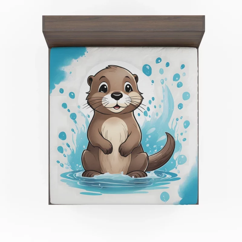 Otter T-Shirt Design Fitted Sheet