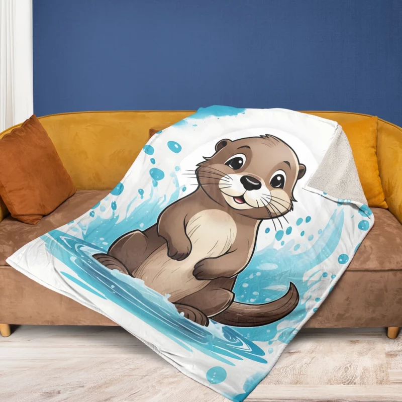 Otter T-Shirt Design Fleece Blanket 1