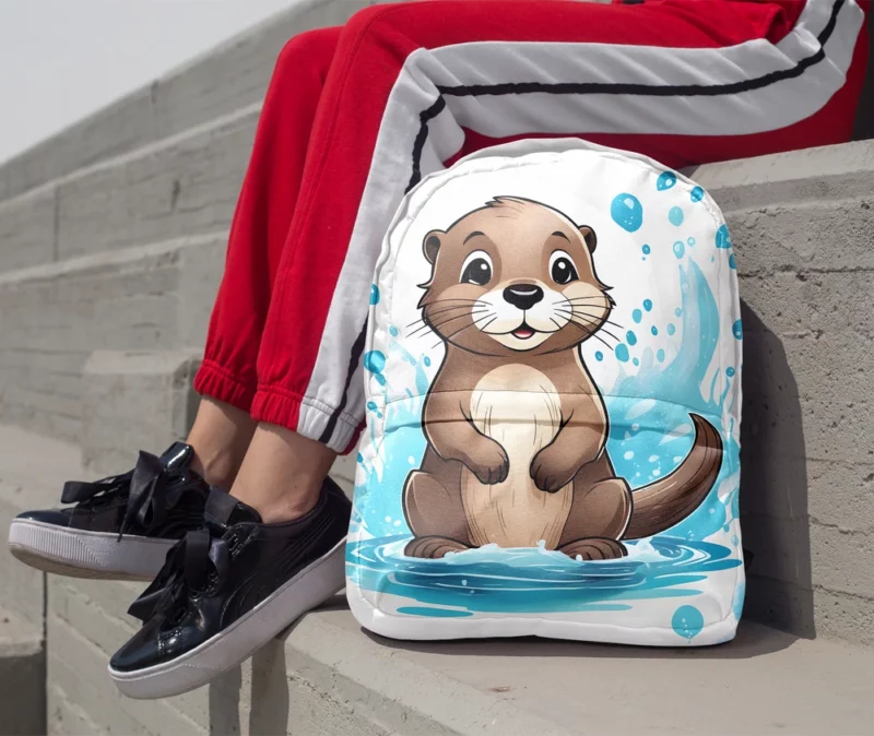 Otter T-Shirt Design Minimalist Backpack 1