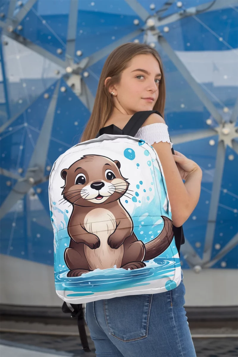 Otter T-Shirt Design Minimalist Backpack 2