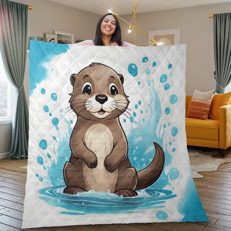 Otter T-Shirt Design Quilt Blanket