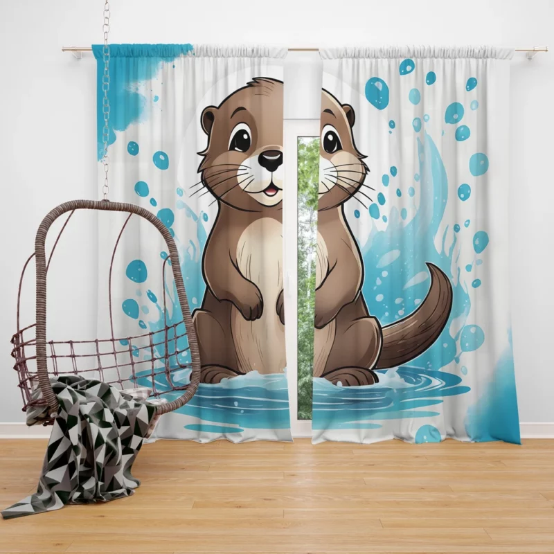 Otter T-Shirt Design Window Curtain