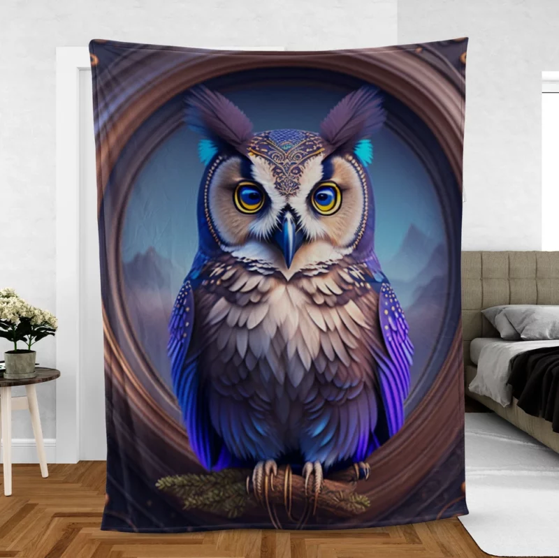 Owl Portrait Fleece Blanket