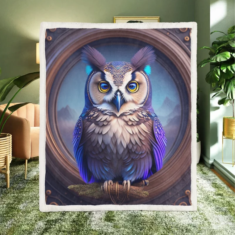 Owl Portrait Sherpa Fleece Blanket