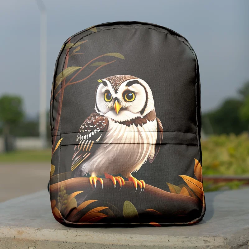 Owl Sitting on Branch Under Moon Minimalist Backpack