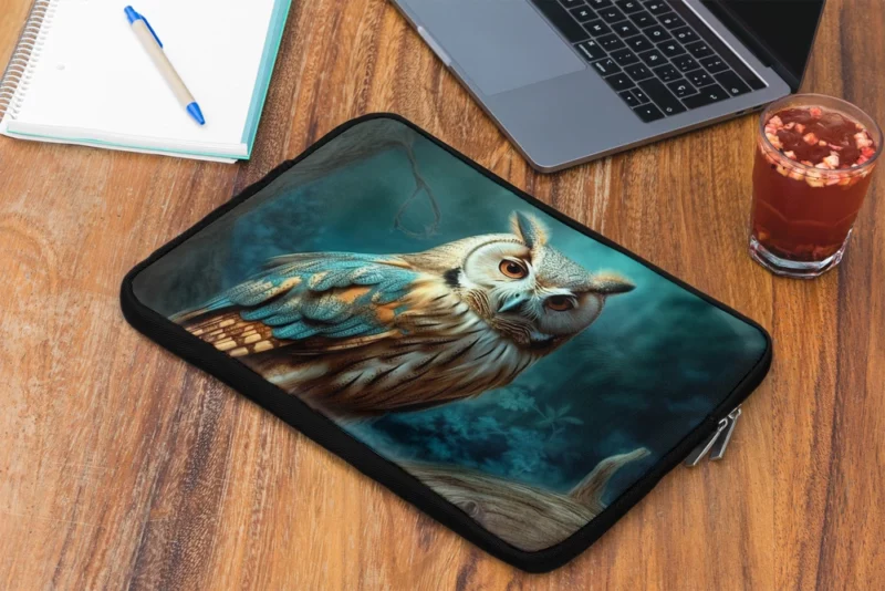 Owl Sitting on Tree Branch Laptop Sleeve 2