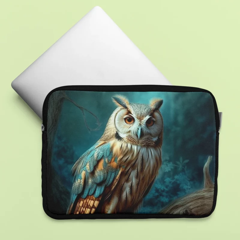 Owl Sitting on Tree Branch Laptop Sleeve