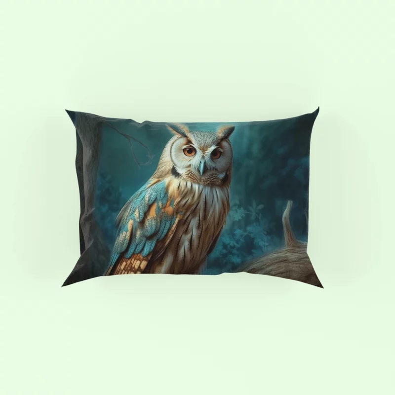 Owl Sitting on Tree Branch Pillow Case