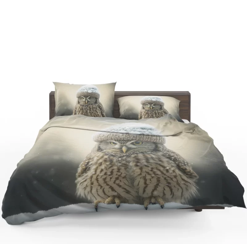 Owl Wearing Beanie Hat Bedding Set 1