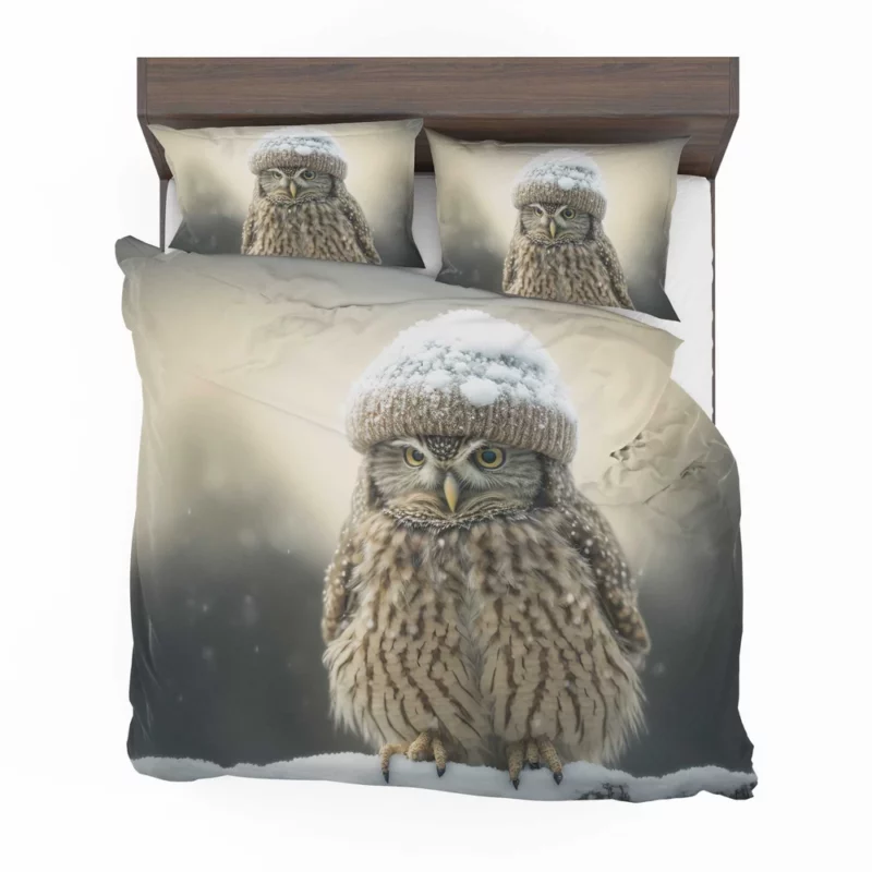 Owl Wearing Beanie Hat Bedding Set 2