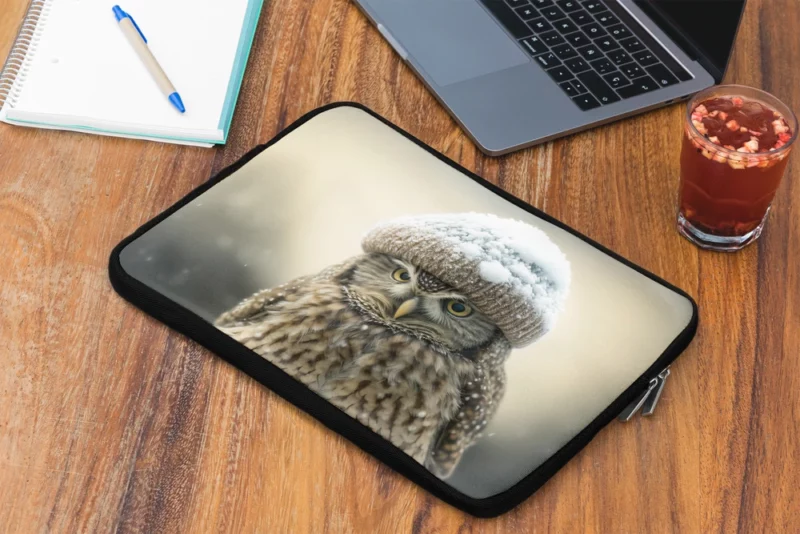 Owl Wearing Beanie Hat Laptop Sleeve 2