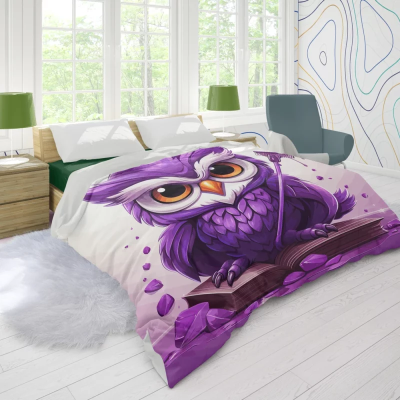 Owl With a Broom Duvet Cover