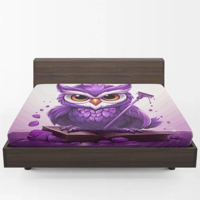 Owl With a Broom Fitted Sheet 1