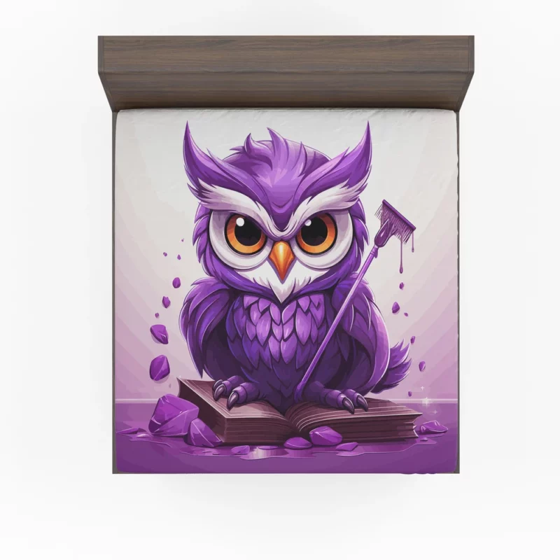 Owl With a Broom Fitted Sheet