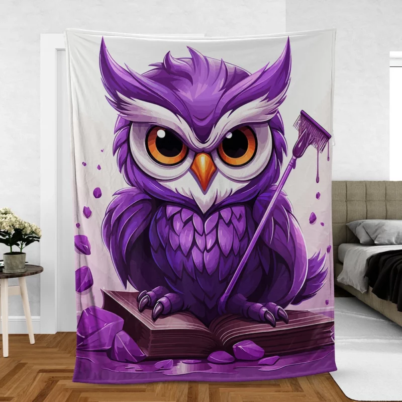 Owl With a Broom Fleece Blanket