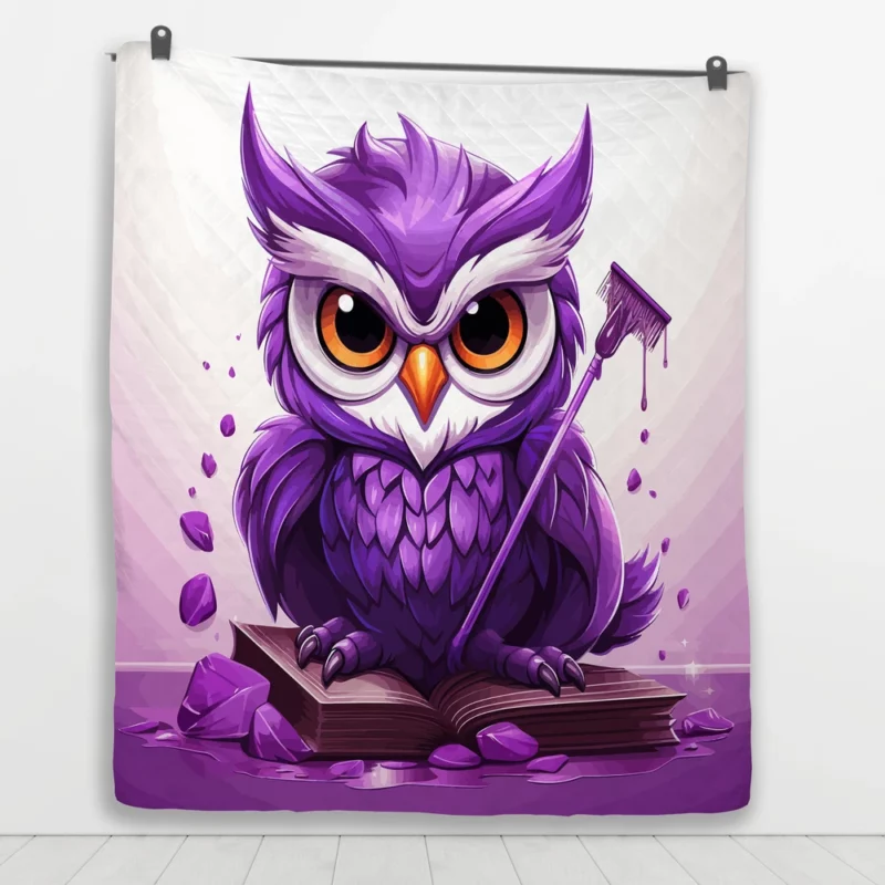 Owl With a Broom Quilt Blanket 1