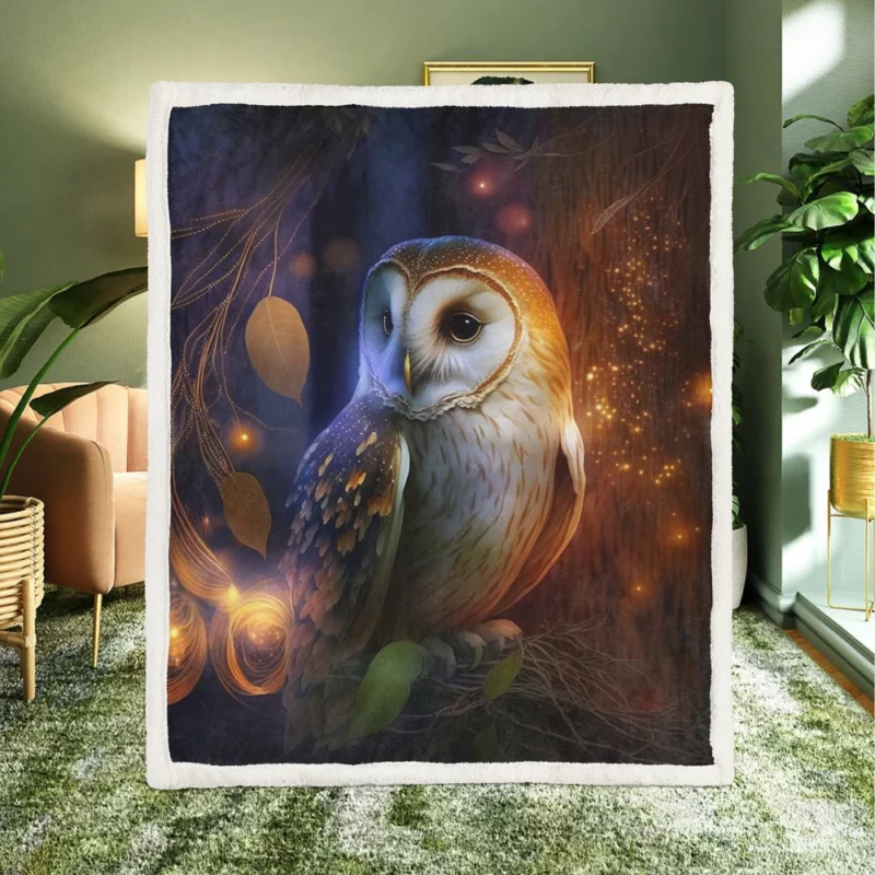 Owl in the Woods Sherpa Fleece Blanket