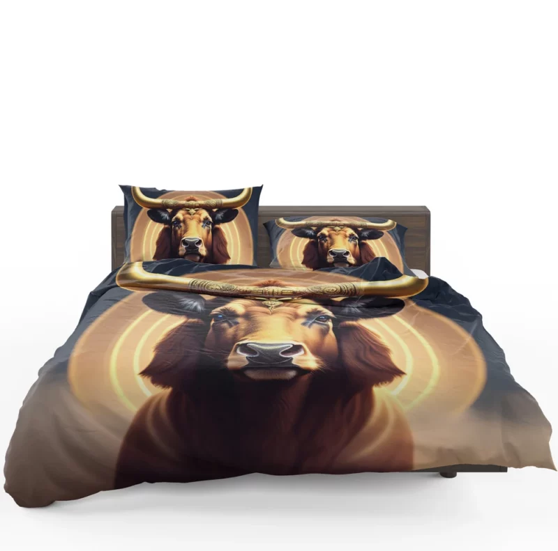 Painted Bull With Gold Ring Bedding Set 1