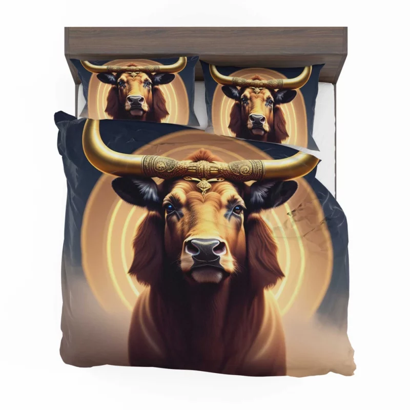 Painted Bull With Gold Ring Bedding Set 2