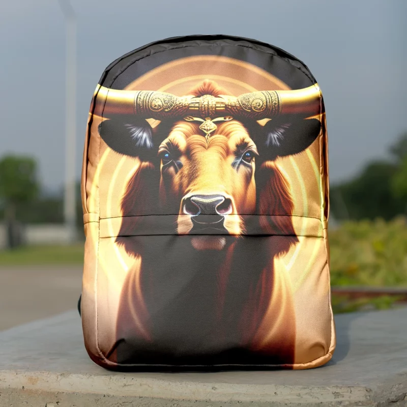 Painted Bull With Gold Ring Minimalist Backpack