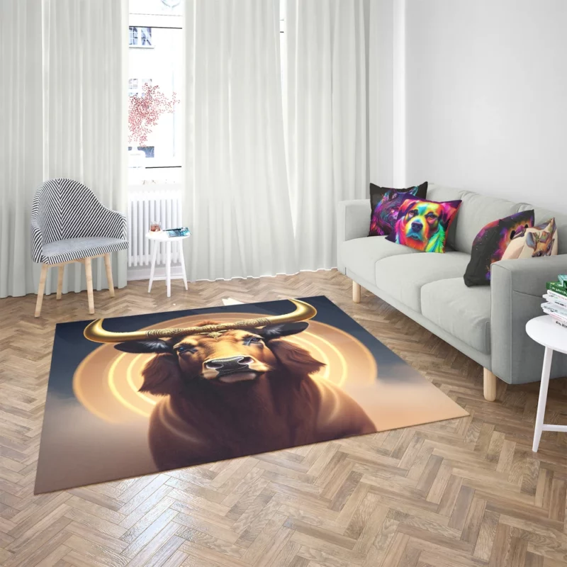 Painted Bull With Gold Ring Rug 2