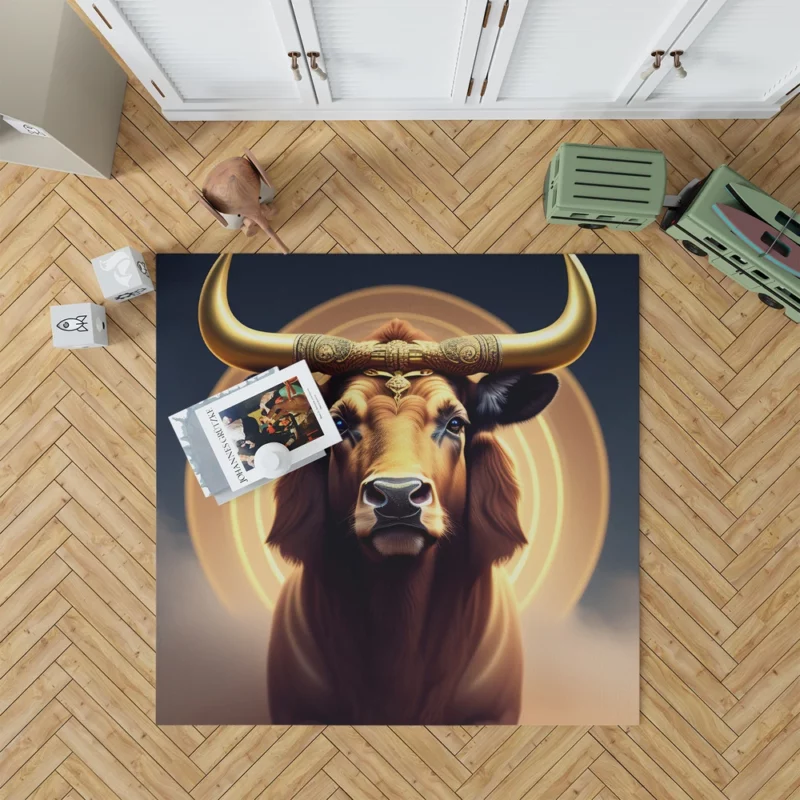 Painted Bull With Gold Ring Rug