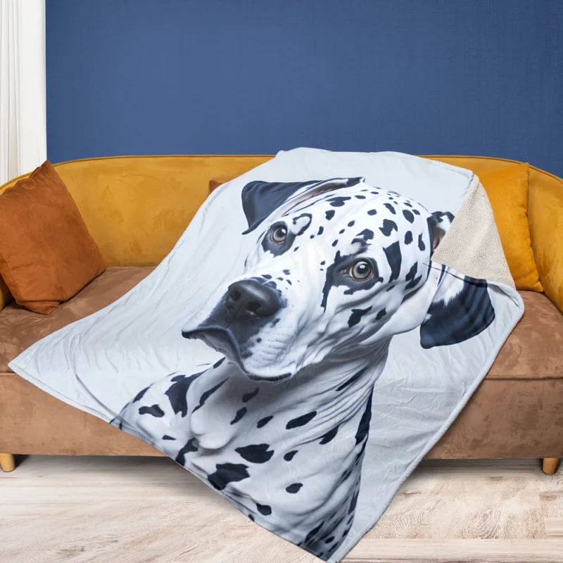 Painted Face Dalmatian Dog Fleece Blanket 1