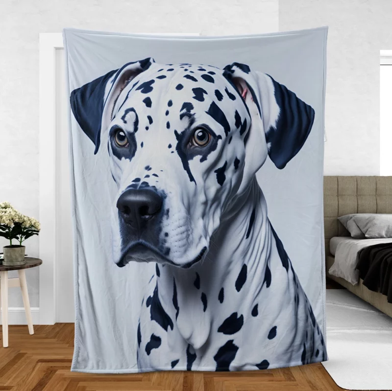 Painted Face Dalmatian Dog Fleece Blanket