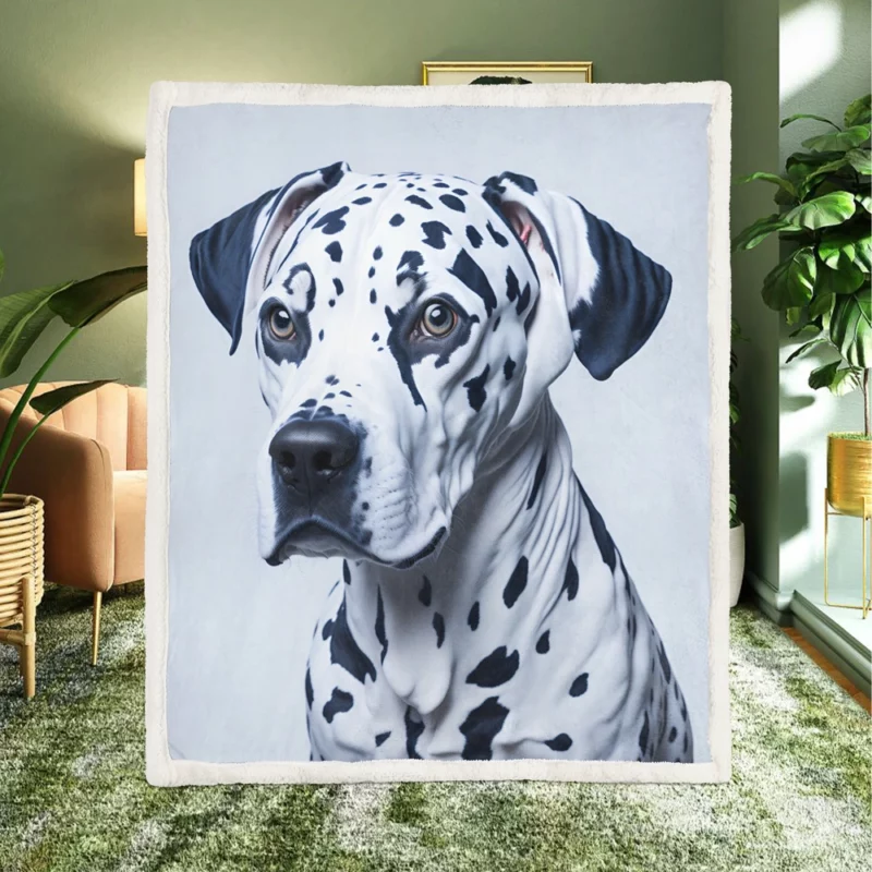 Painted Face Dalmatian Dog Sherpa Fleece Blanket