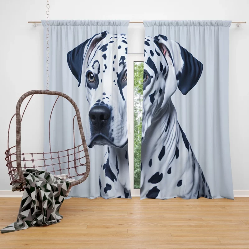 Painted Face Dalmatian Dog Window Curtain
