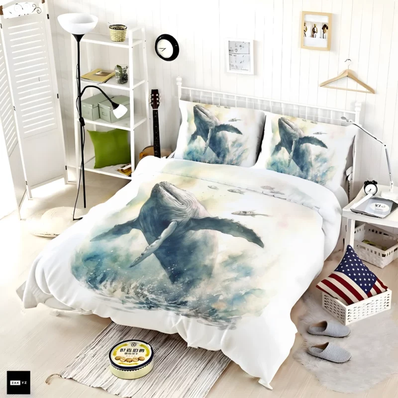 Painted Humpback Whale Jumping Bedding Set