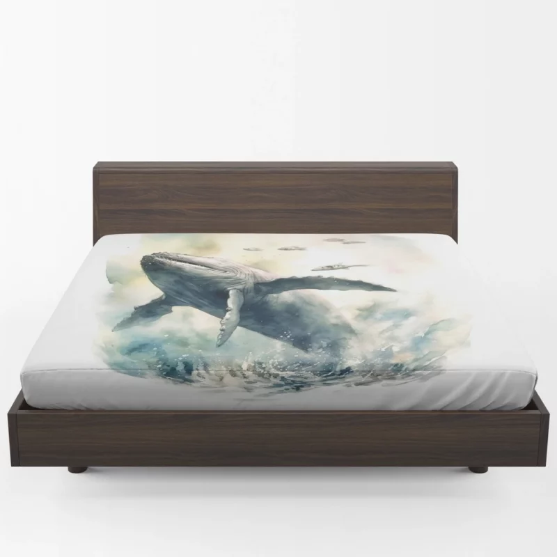 Painted Humpback Whale Jumping Fitted Sheet 1