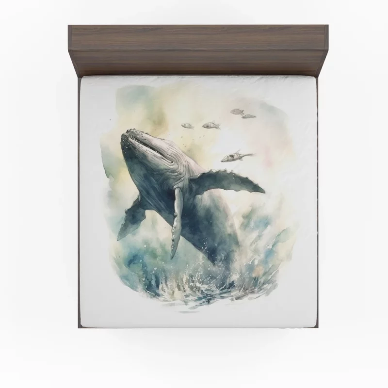 Painted Humpback Whale Jumping Fitted Sheet