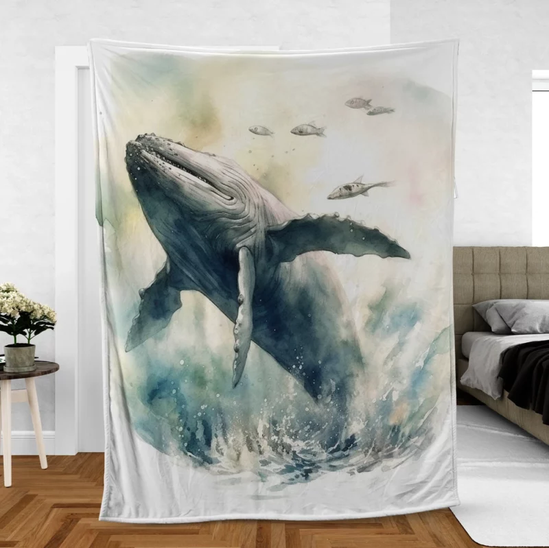 Painted Humpback Whale Jumping Fleece Blanket