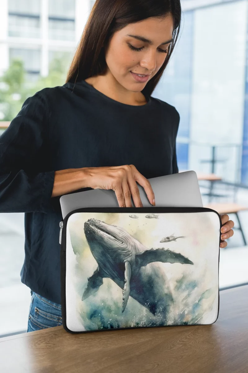 Painted Humpback Whale Jumping Laptop Sleeve 1