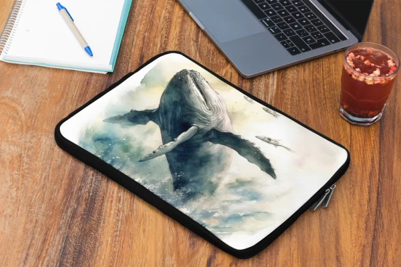 Painted Humpback Whale Jumping Laptop Sleeve 2