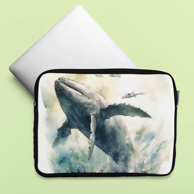 Painted Humpback Whale Jumping Laptop Sleeve