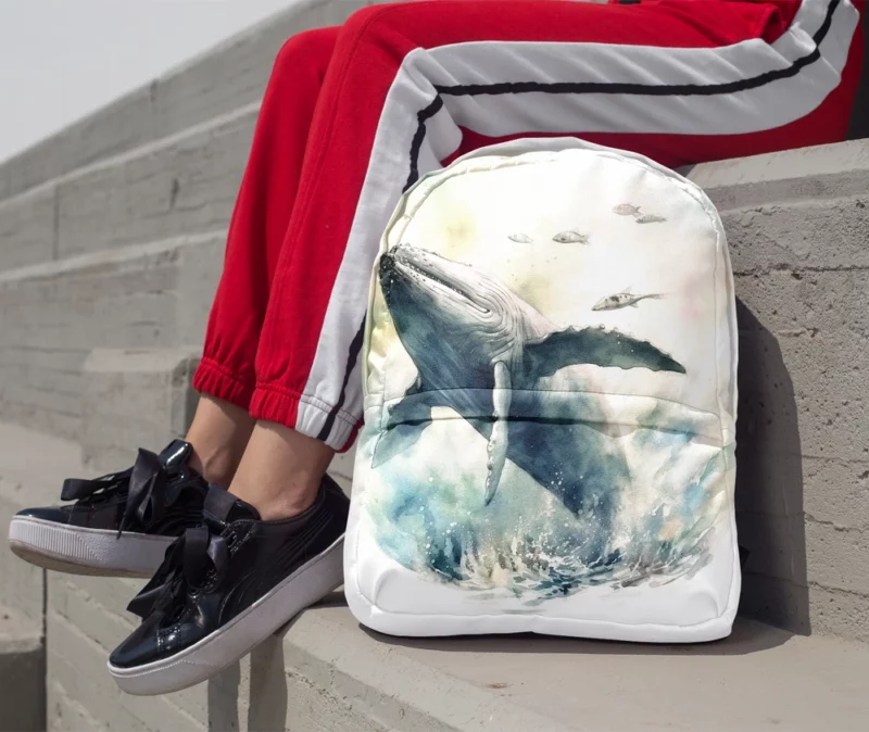 Painted Humpback Whale Jumping Minimalist Backpack 1