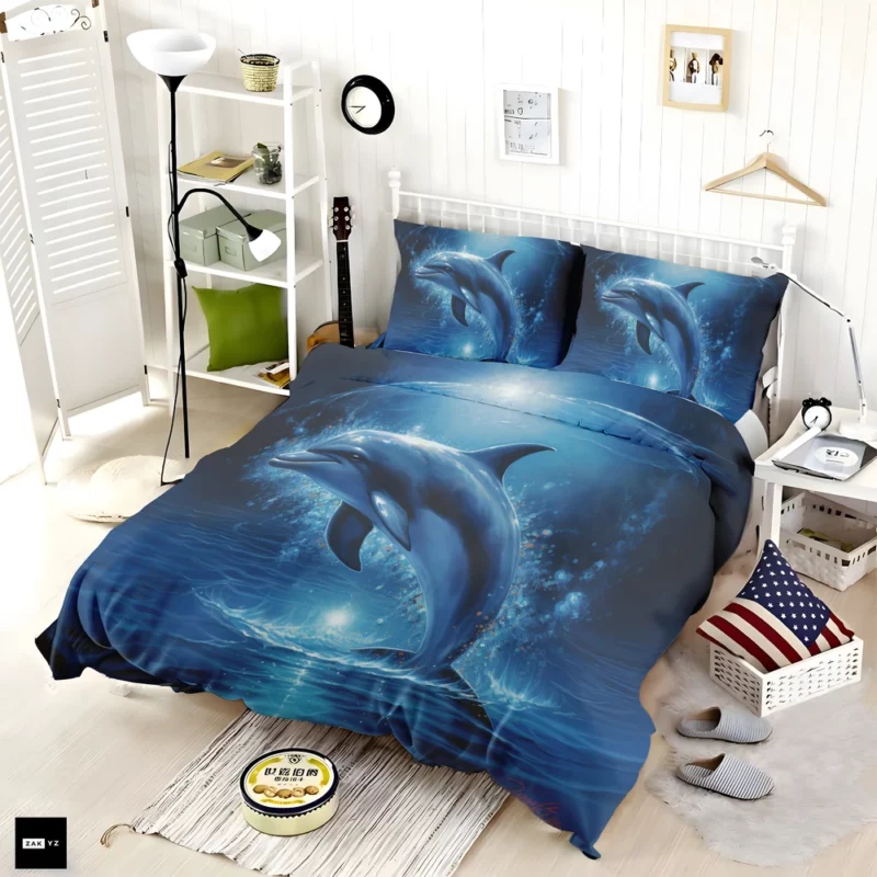 Painted Jumping Dolphin Bedding Set