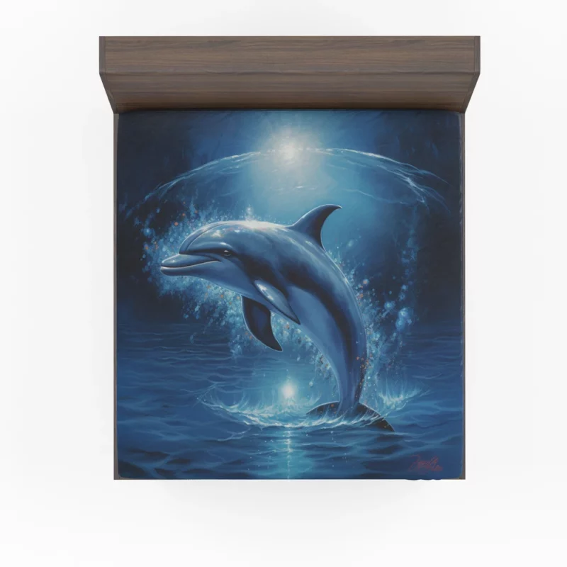 Painted Jumping Dolphin Fitted Sheet