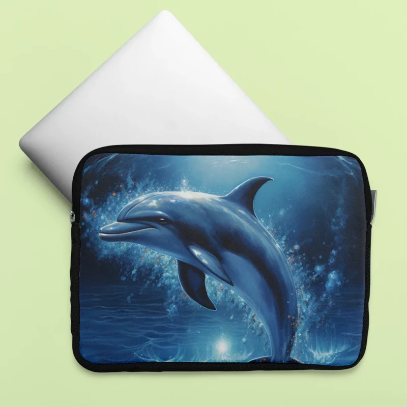 Painted Jumping Dolphin Laptop Sleeve