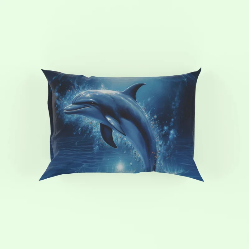 Painted Jumping Dolphin Pillow Case