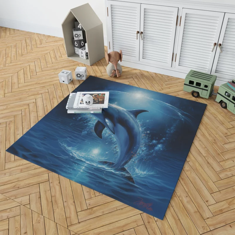 Painted Jumping Dolphin Rug 1