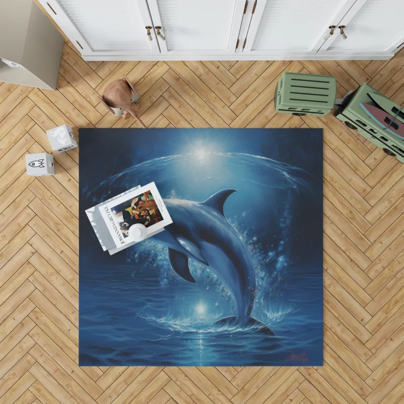 Painted Jumping Dolphin Rug