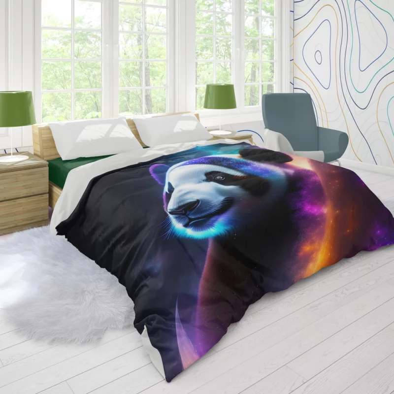 Panda Among the Stars Duvet Cover