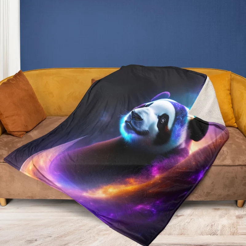 Panda Among the Stars Fleece Blanket 1