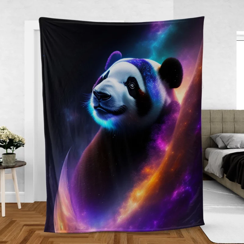 Panda Among the Stars Fleece Blanket