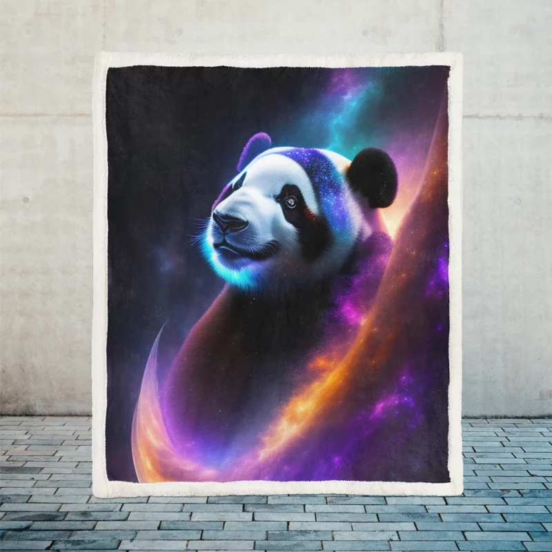 Panda Among the Stars Sherpa Fleece Blanket